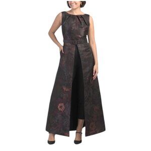 KAY UNGER Sleeveless Walk Through Jacquard Jumpsuit